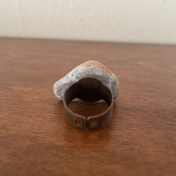 Ocean Rock Ring Sea Beach Pebble Natural Stone Adjustable Band Jewelry‎ Handmade - Picture 8 of 10